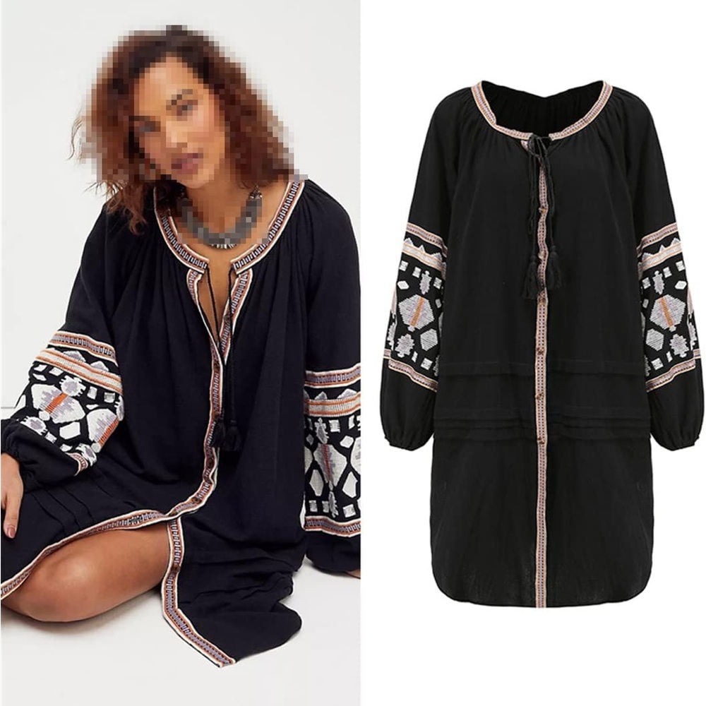 Free people in the clear embroidered midi tunic dress